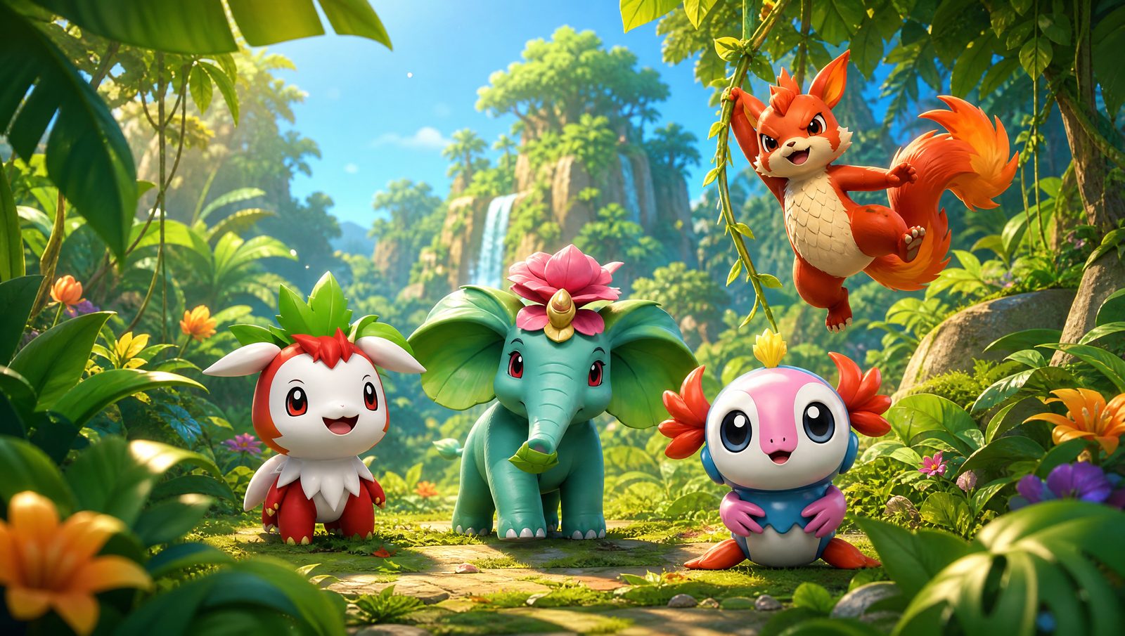 Xeras exploring a sunlit jungle clearing